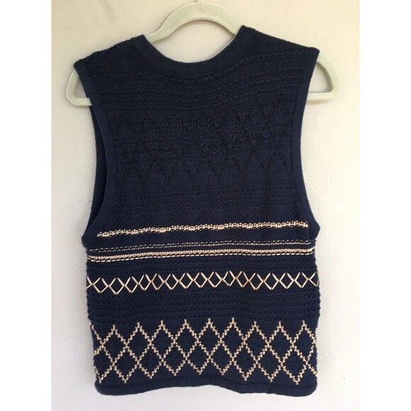 VTG 90s Liz Sport Sweater Vest Women M/L Crochet Button Cottagecore Grandma Y2K - Picture 7 of 14